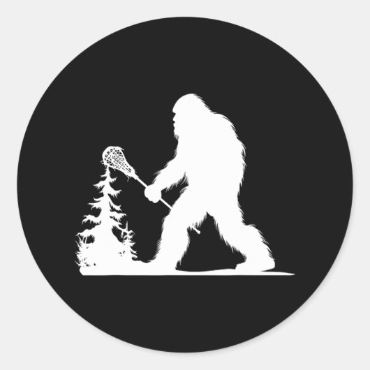 Funny Lacrosse Sasquatch Lax Bigfoot Runder Aufkleber (Vorderseite)