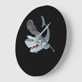 Funny Lacrosse Shark Lacrosse Shark Lovers Große Wanduhr (Winkel)