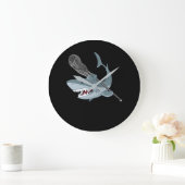 Funny Lacrosse Shark Lacrosse Shark Lovers Große Wanduhr (Zuhause)
