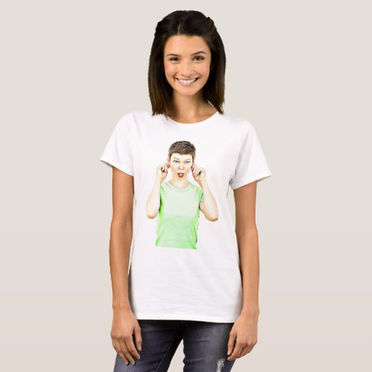 Funny Lady Making Faces Humores Shirt (Vorne ganz)