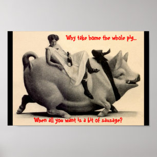 Funny Lady on Pig & Vintages Zitat, warum Poster n