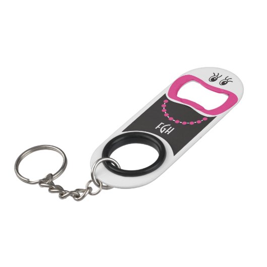 Funny Lady © Pink Lipstick Schlüsselanhänger Flasc Schlüsselanhänger Flaschenöffner (Vorderseite Schrägansicht)