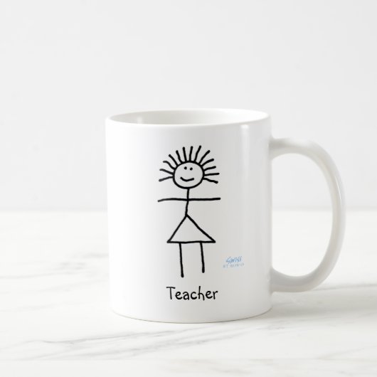 Funny Lady Teacher Female Chalk Strichmännchen Kaffeetasse (Rechts)