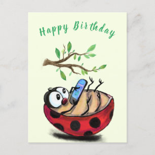 Funny Ladybug Birthday Card Postkarte