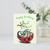 Funny Ladybug Birthday Card Postkarte (Stehend Vorderseite)