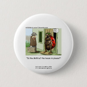 Funny Ladybug Cartoon on Quality Novelty Button