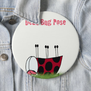 Funny Ladybug Dead Bug Yoga Pose Button
