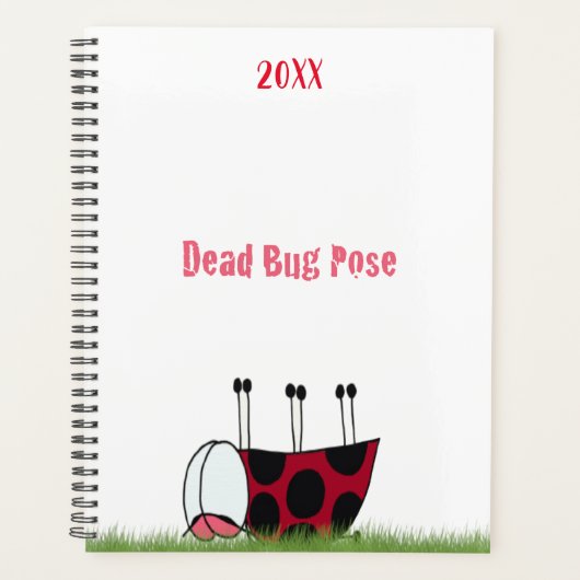 Funny Ladybug Dead Bug Yoga Pose Planer (Vorderseite)