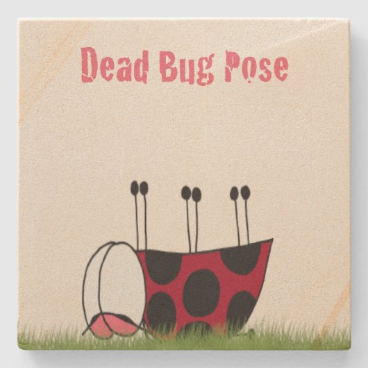 Funny Ladybug Dead Bug Yoga Pose Steinuntersetzer (Vorderseite)