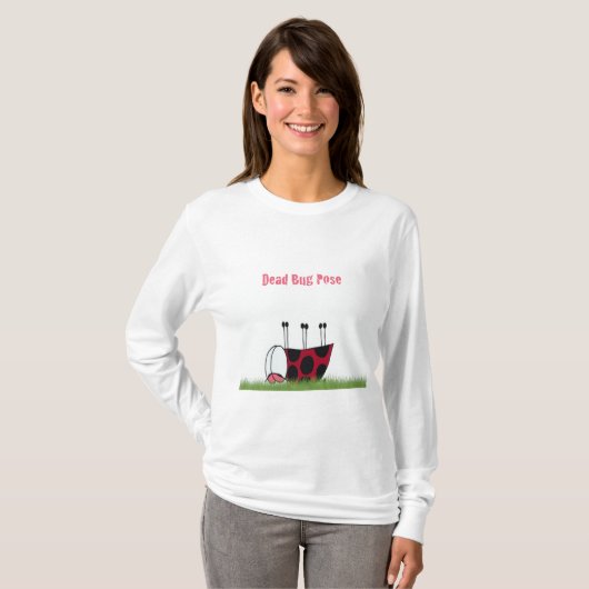 Funny Ladybug Dead Bug Yoga Pose T-Shirt (Vorne ganz)