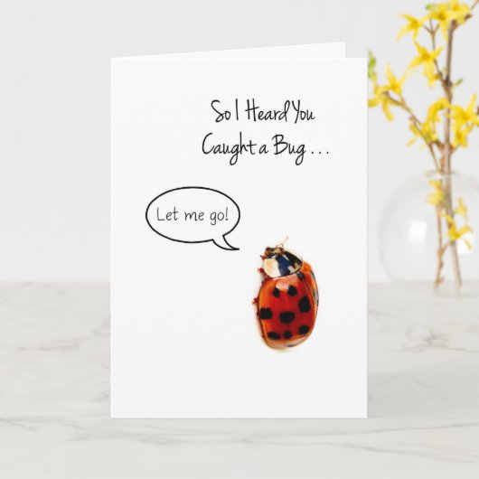 Funny Ladybug wird gut, fangen und loslassen Karte (Gelbe Blume)