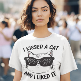Funny Ladys Katzen T - Shirt, KISSIERTE ICH EINE K T-Shirt