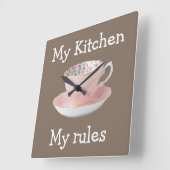 Funny Ladys Kitchen Wall Clock Quadratische Wanduhr (Winkel)