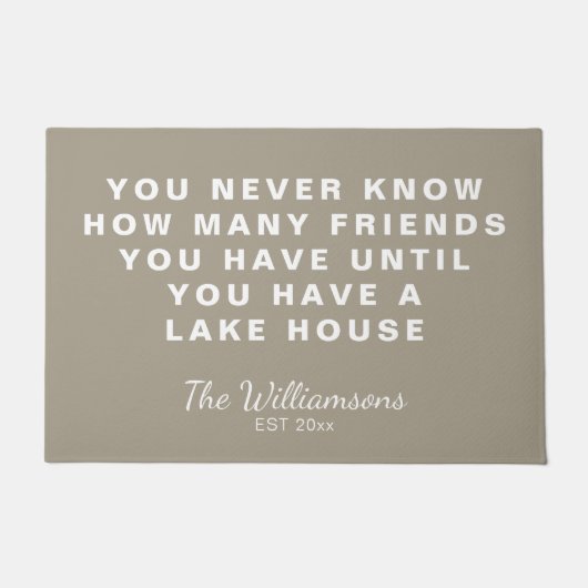 Funny Lake House Freunde Zitat Personalisiert Taup Fußmatte (Vorderseite)