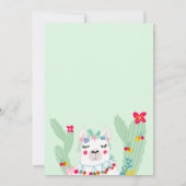 Funny Lama Kaktus Illustration fiesta Baby Dusche Einladung (Rückseite)