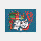 Funny Lamb Santa Hat Animals Lovers Ugly Christmas Fleecedecke (Vorderseite (Horizontal))