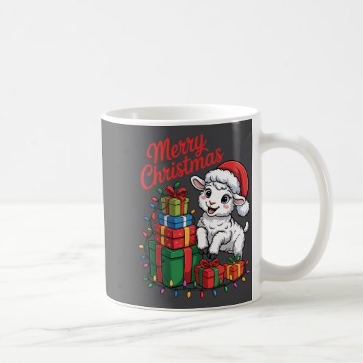 Funny Lamb Santa Hat Animals Lovers Ugly Christmas Kaffeetasse (Rechts)