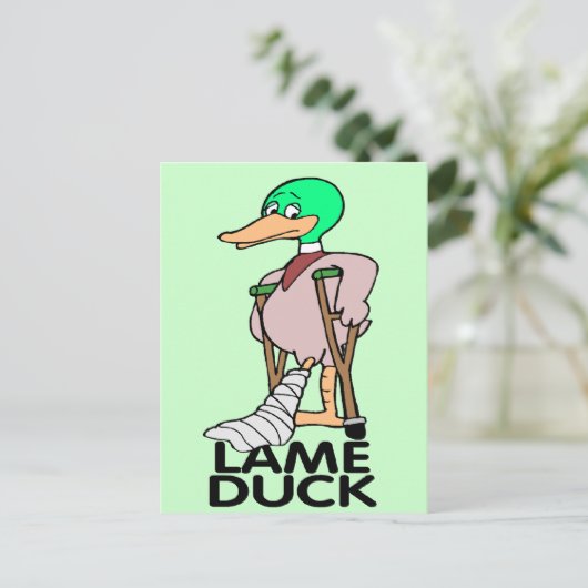 Funny Lame Duck T - Shirt Geschenke Postkarte (Stehend Vorderseite)