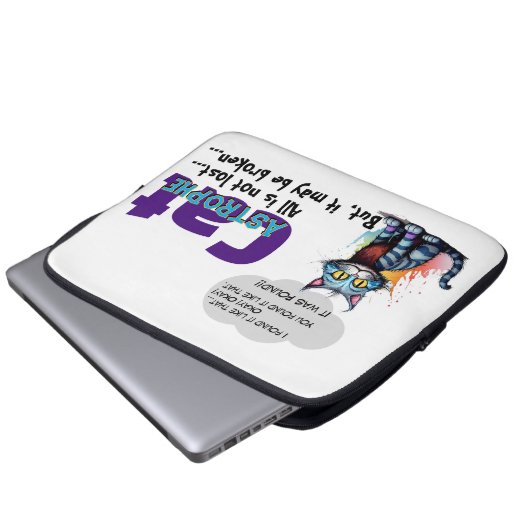 Funny Laptop Sleeve – CatAstrophe: ...not lost (Vorne Knopf)