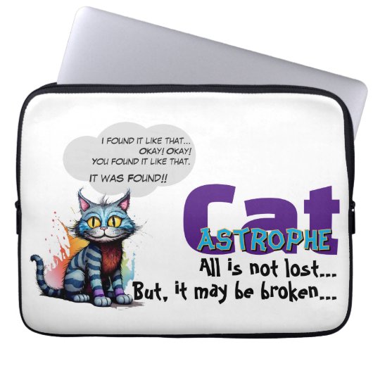 Funny Laptop Sleeve – CatAstrophe: ...not lost (Vorderseite)