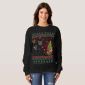 Funny Laser Eyes Cat Ugly Christmas Lights Sweater Sweatshirt (Vorne ganz)