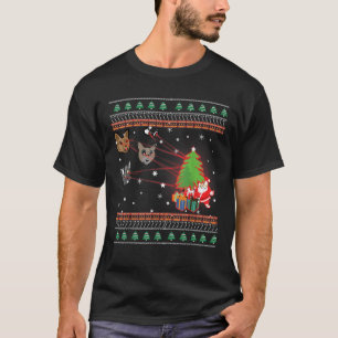 Funny Laser Eyes Cat Ugly Christmas Lights Sweater T-Shirt