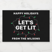 Funny Lasse Lit Weihnachts Weihnachtsbeleuchtung n Schaumweinetikett (Einzelnes Label)