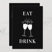 Funny Lässig Eat Drink Verheiratet Hochzeit sein Einladung (Vorne/Hinten)
