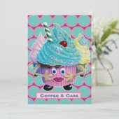 Funny lässig Friends, Familienkuchen und Kaffee Einladung (Stehend Vorderseite)