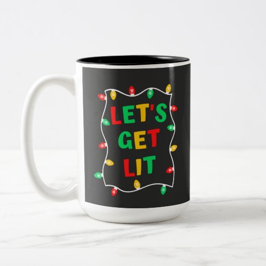 Funny lasst uns Weihnachten sehen Zweifarbige Tasse (Links)