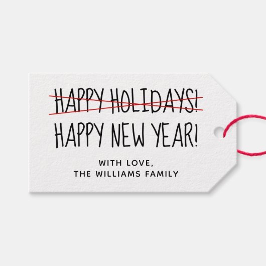 Funny Late Happy Holidays Happy New Year Geschenkanhänger (Vorderseite (Horizontal))