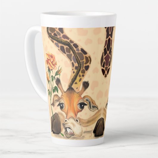 Funny Latte Tasse Geschenk Romantische Giraffe mit (Linke Ecke)