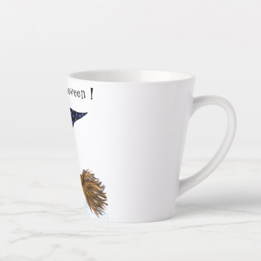 Funny Latte Tasse Halloween Hexenkürbis Flying (Rechts)