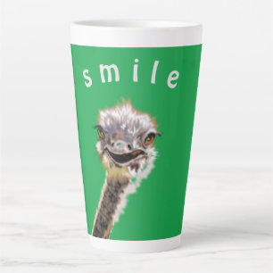 Funny Latte Tasse mit Happy Ostrich - Lächeln