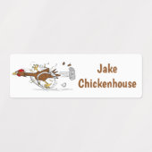 Funny Laufend cool Hähnchen Cartoon personalisiert Etiketten (Design 1)