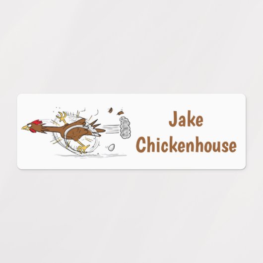 Funny Laufend cool Hähnchen Cartoon personalisiert Etiketten (Design 1)