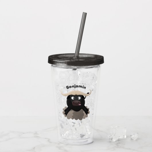 Funny Laufwasser Büffel Cartoon Acryltrinkbecher (Rückseite Ice)
