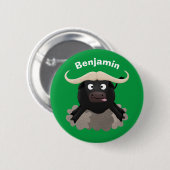 Funny Laufwasser Büffel Cartoon Button (Vorne & Hinten)