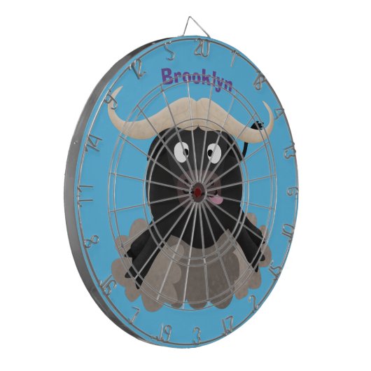 Funny Laufwasser Büffel Cartoon Dartscheibe (Vorderseite Links)