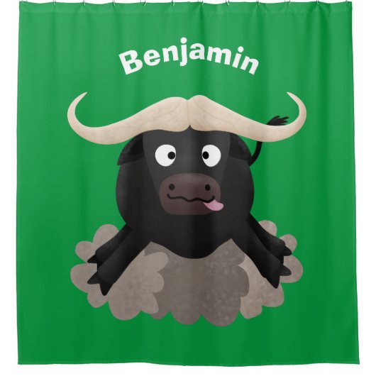 Funny Laufwasser Büffel Cartoon Duschvorhang (Vorderseite)