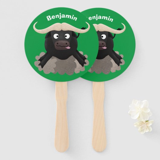 Funny Laufwasser Büffel Cartoon Fächer (Vorne und Hinten)