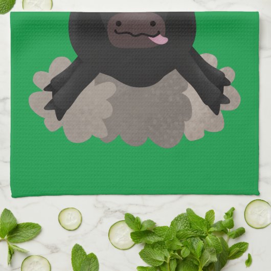 Funny Laufwasser Büffel Cartoon Geschirrtuch (Gefaltet)