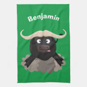 Funny Laufwasser Büffel Cartoon Geschirrtuch (Vertikal)