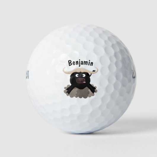 Funny Laufwasser Büffel Cartoon Golfball (Vorderseite)