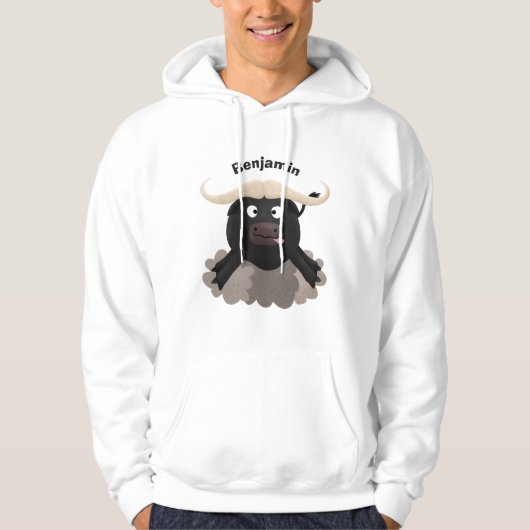 Funny Laufwasser Büffel Cartoon Hoodie (Vorderseite)