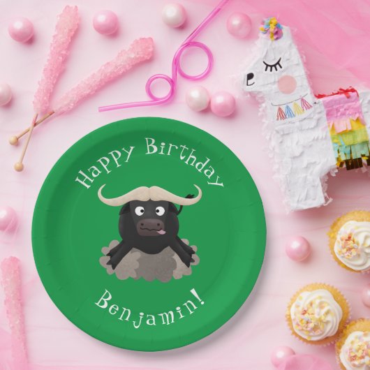 Funny Laufwasser Büffel Cartoon Pappteller (Party)