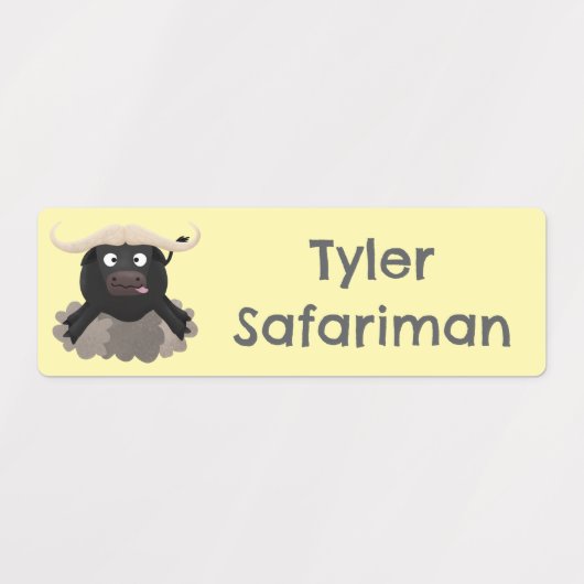 Funny Laufwasser Büffel Cartoon personalisiert Etiketten (Design 2)