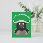 Funny Laufwasser Büffel Cartoon Postkarte (Stehend Vorderseite)