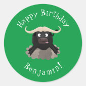 Funny Laufwasser Büffel Cartoon Runder Aufkleber (Vorderseite)