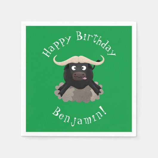 Funny Laufwasser Büffel Cartoon Serviette (Vorderseite)